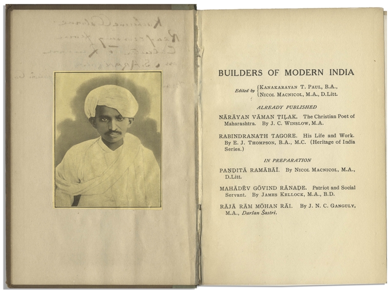 Mahatma Gandhi Signature in His Biography, ''Mahatma Gandhi An Essay in Appreciation'' -- With University Archives COA